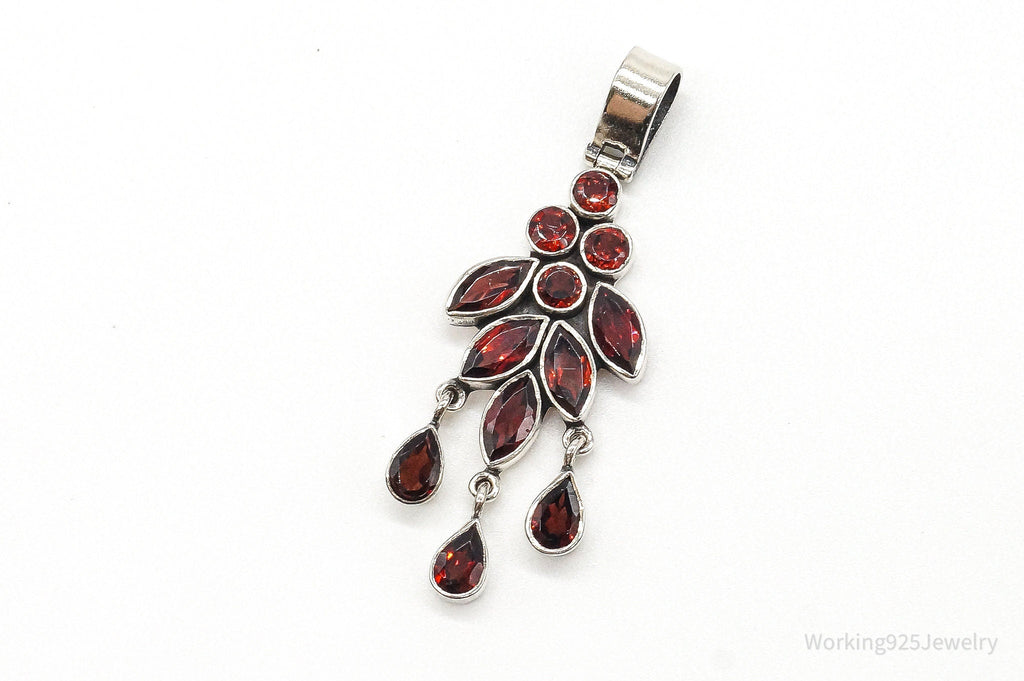 Vintage Garnet Bali Style Sterling Silver Dangle Pendant | Jewelry > Necklaces > Pendants | Wiccan Center