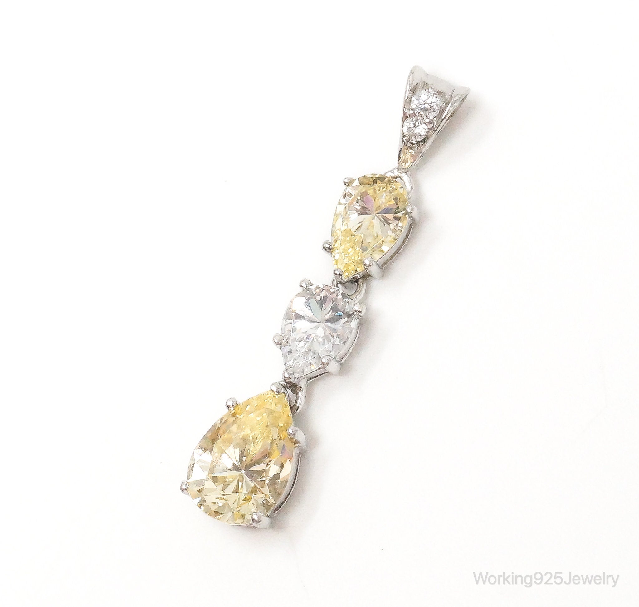 Vintage Large Citrine Cubic Zirconia Sterling Silver Pendant | Jewelry > Necklaces > Pendants | Wiccan Center