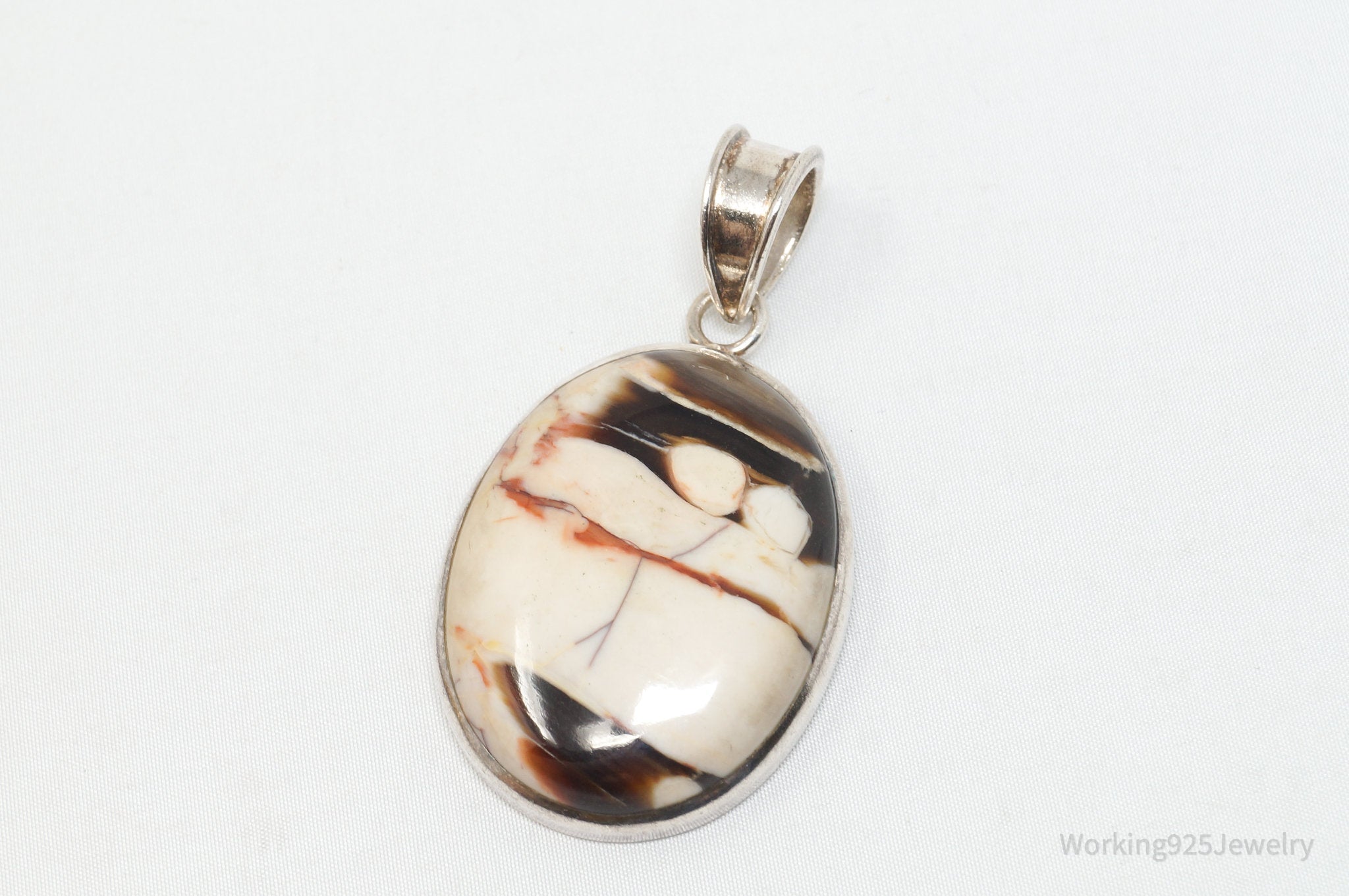 Vintage Designer SAJEN Large Jasper Sterling Silver Necklace Pendant | Jewelry > Necklaces > Pendants | Wiccan Center