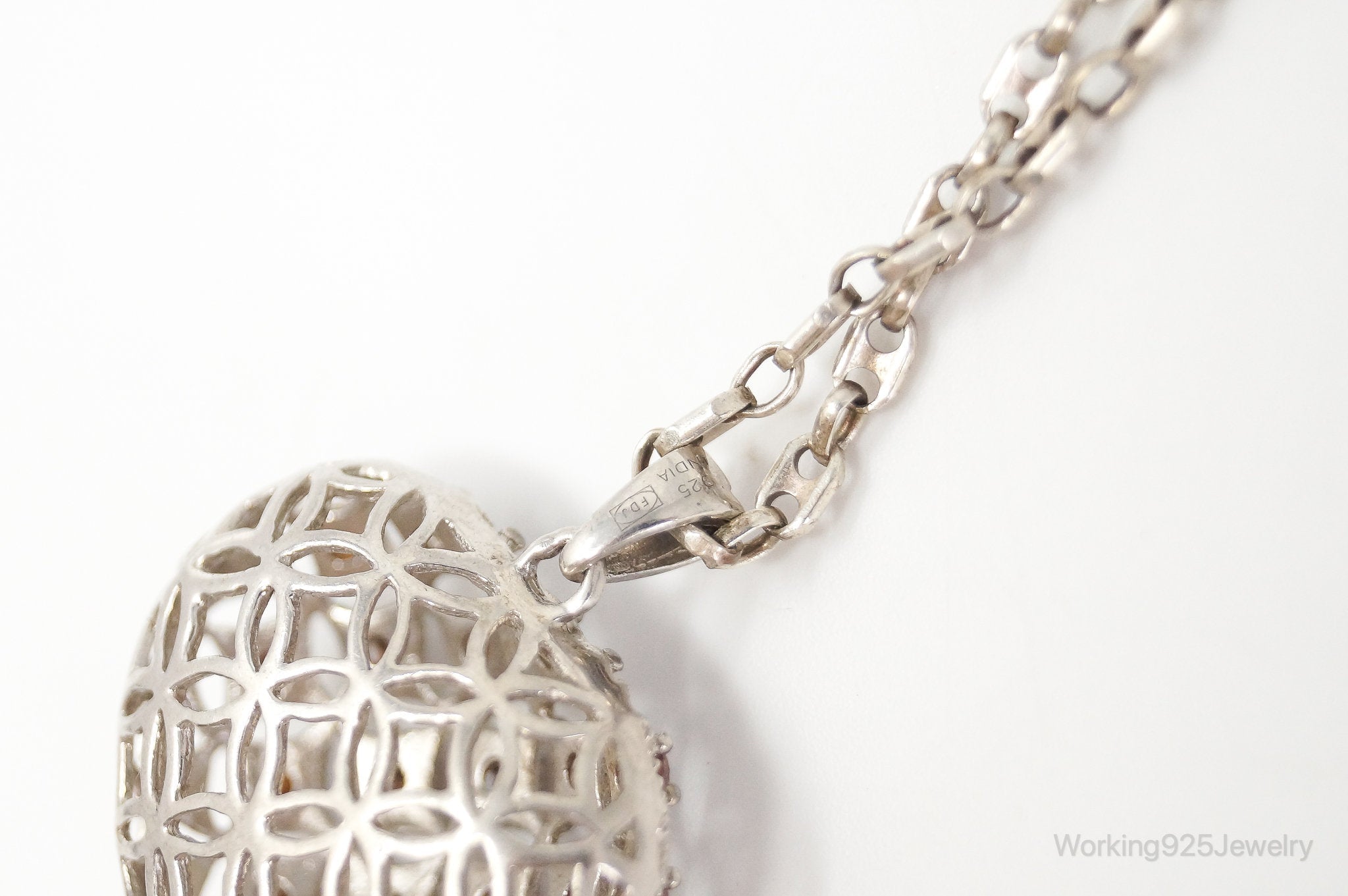 Designer Orange Cubic Zirconia Sterling Silver Heart Necklace | Jewelry > Necklaces > Pendants | Wiccan Center
