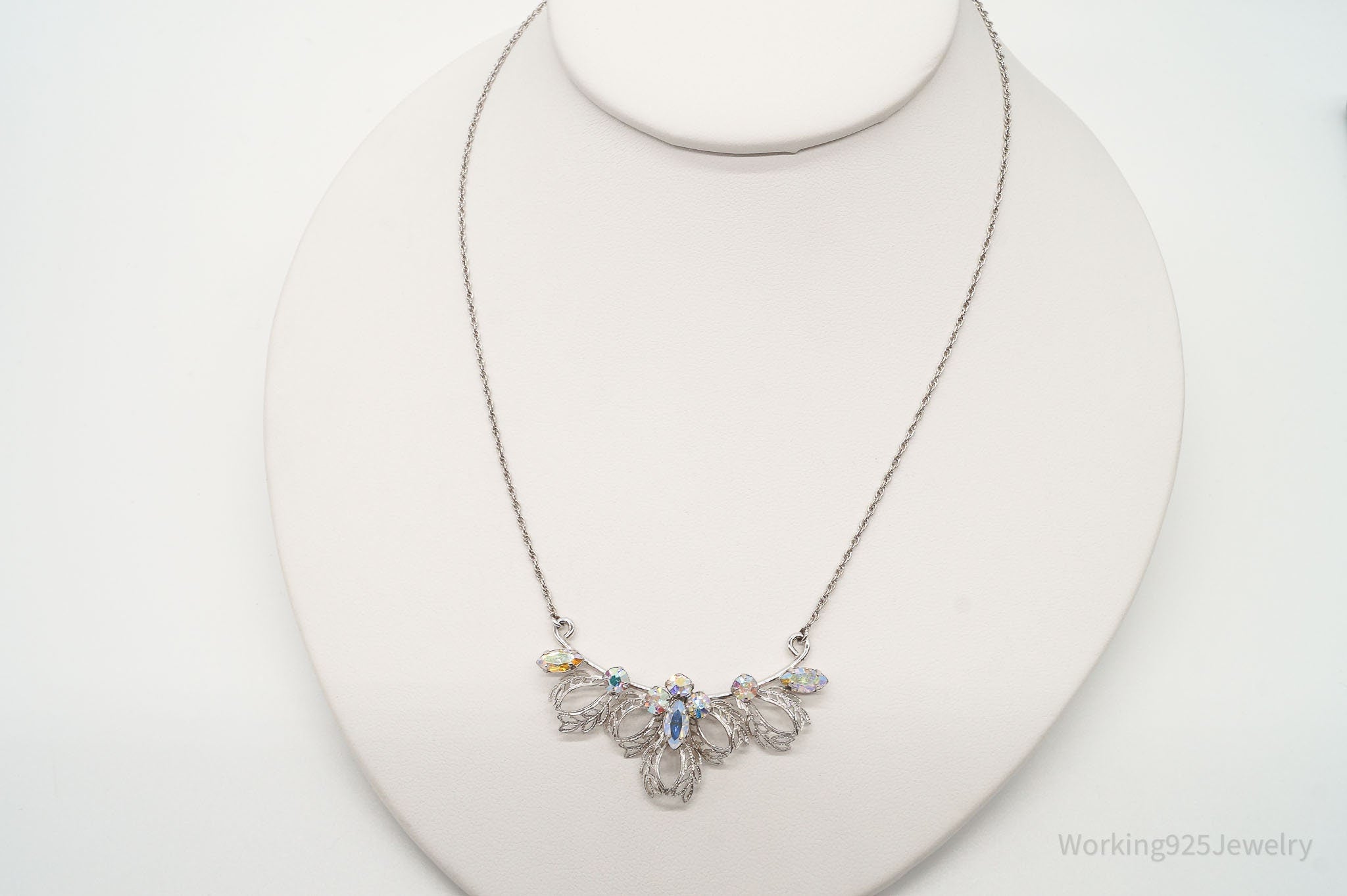 Antique Rhinestone Filigree Sterling Silver Necklace 16" | Jewelry > Necklaces > Pendants | Wiccan Center