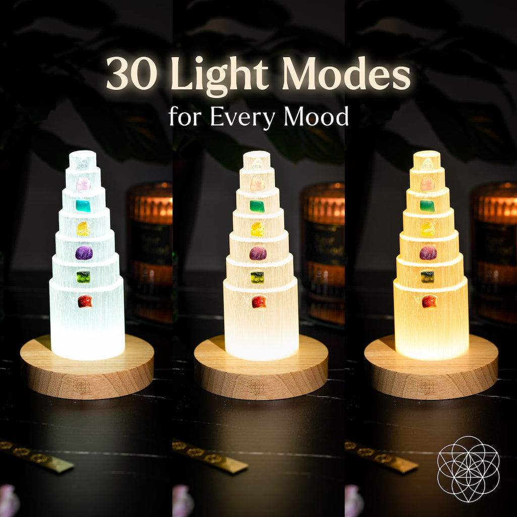 The Stress Shield Lamp - 7 Stones of Healing | Night Light | Wiccan Center