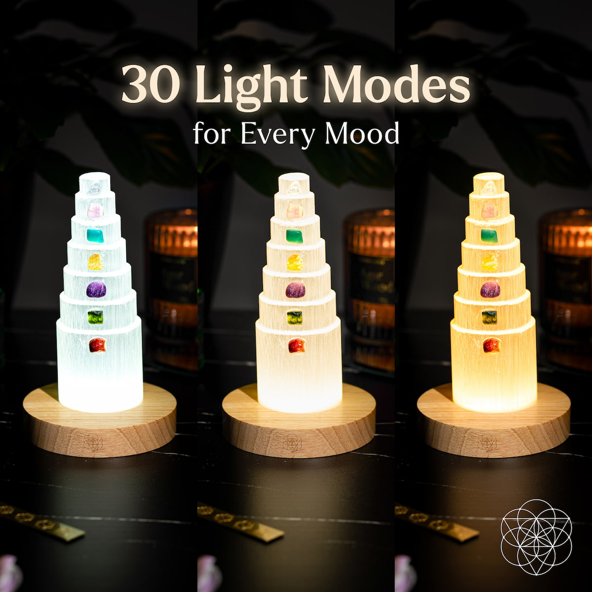 The Stress Shield Lamp - 7 Stones of Healing | Night Light | Wiccan Center