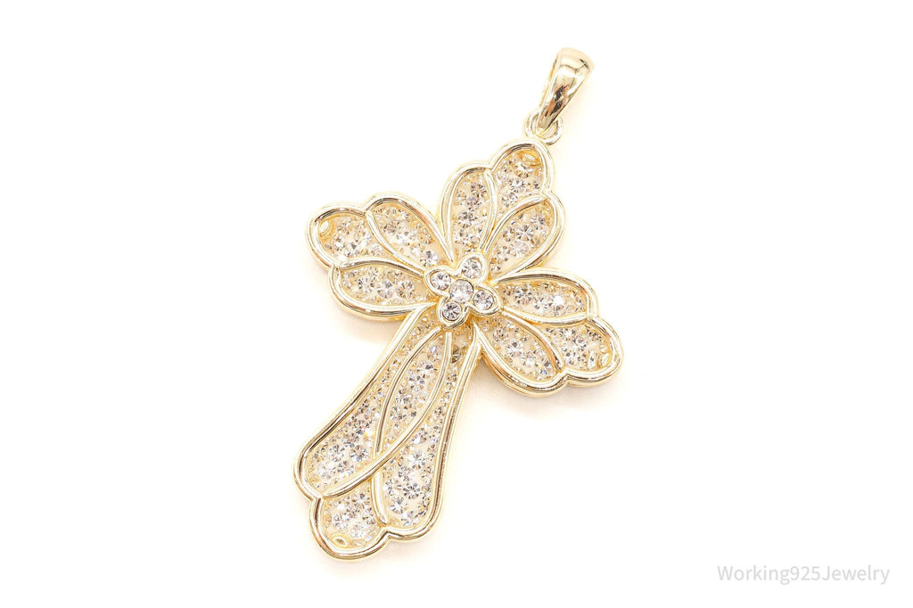 Large Designer JCM Swarovski Crystal Gold Vermeil Cross Sterling Silver Pendant | Jewelry > Necklaces > Pendants | Wiccan Center