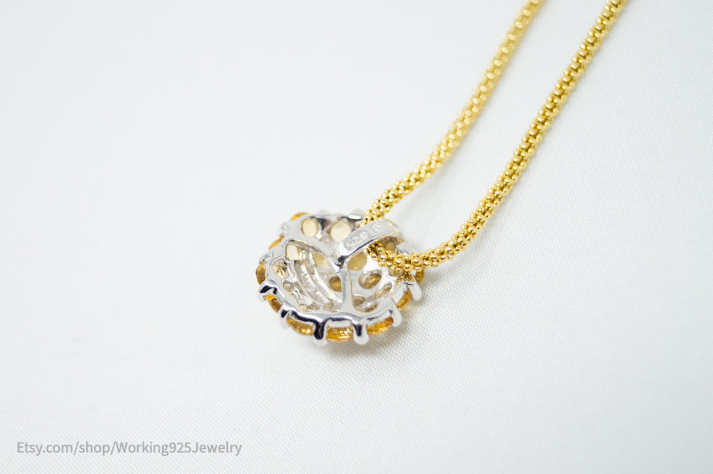 Vintage Art Deco Citrine Accented Gold Vermeil Sterling Silver Necklace | Jewelry > Necklaces > Pendants | Wiccan Center