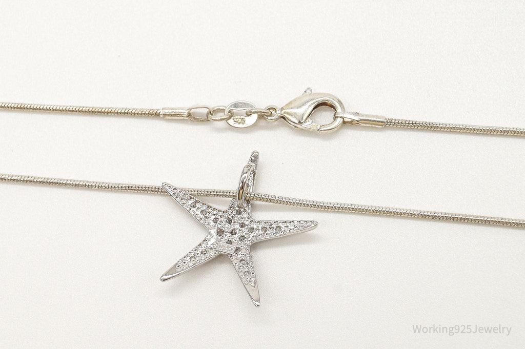 Cubic Zirconia Starfish Sterling Silver Necklace | Jewelry > Necklaces > Pendants | Wiccan Center