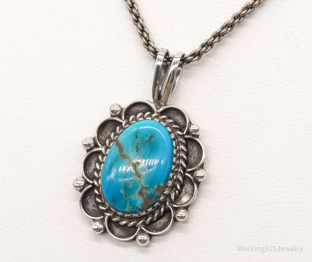 Vintage Native American Blue Turquoise Sterling Silver Necklace | Jewelry > Necklaces | Wiccan Center
