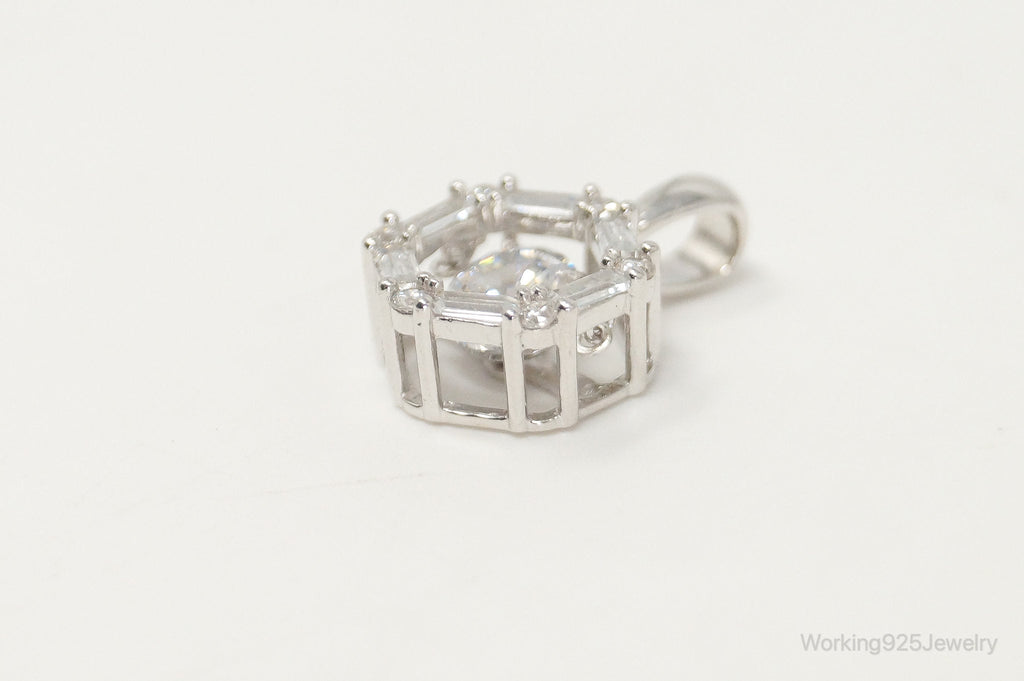 Vintage Art Deco Cubic Zirconia Sterling Silver Necklace Pendant | Jewelry > Necklaces > Pendants | Wiccan Center