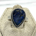 Sterling Silver Rough Bezeled Teardrop Labradorite Ring - Size 7 - Intuition, Protection & Transformation | Rings | Wiccan Center