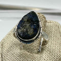 Sterling Silver Rough Lined Teardrop Labradorite Ring - Size 7 - Intuition, Protection & Transformation | Rings | Wiccan Center