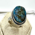 Sterling Silver Rough Bezeled Oval Labradorite Ring - Size 8 - Intuition, Protection & Transformation | Rings | Wiccan Center