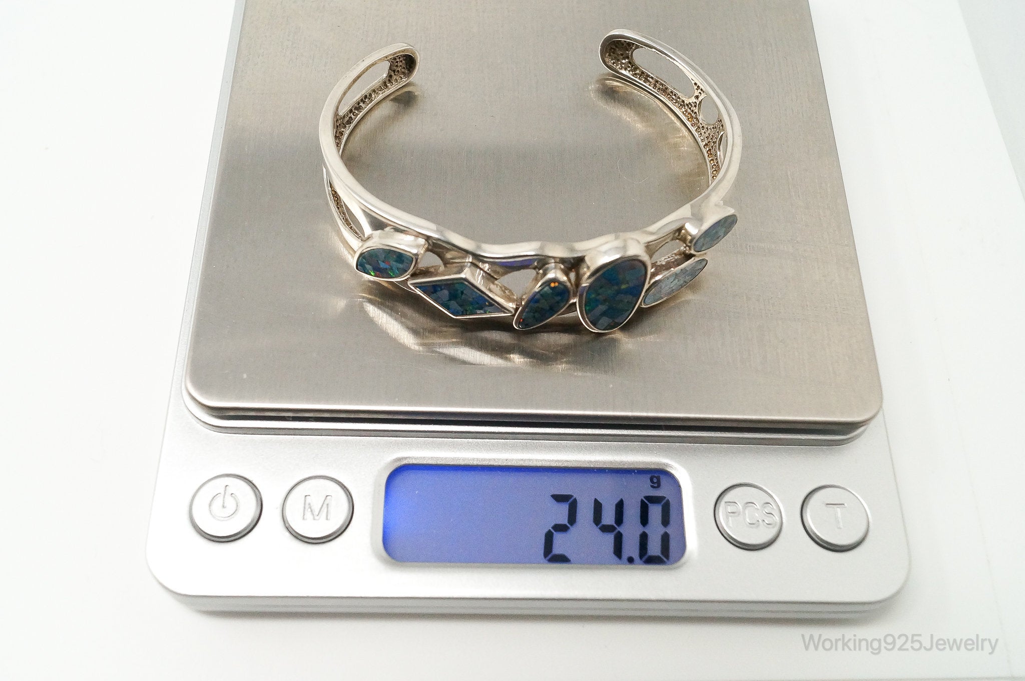 Designer Whitney Kelly WK Blue Fire Opal Sterling Silver Bracelet | Jewelry > Bracelets | Wiccan Center