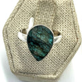 Sterling Silver Rough Teardrop Labradorite Ring - Size 8 - Intuition, Protection & Transformation | Rings | Wiccan Center