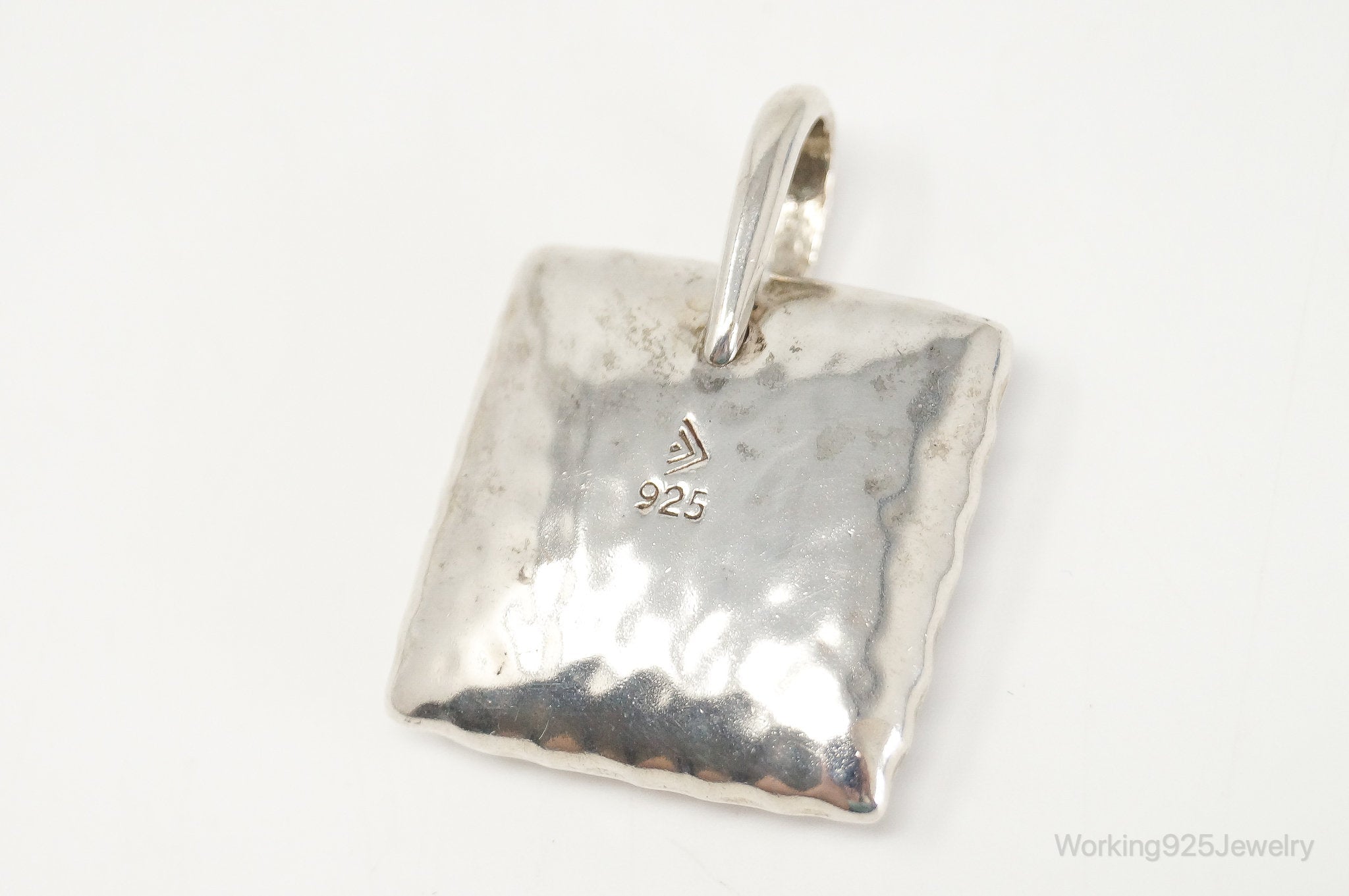 Vintage Silpada Hammered Square Pillow Sterling Silver Necklace Pendant | Jewelry > Necklaces > Pendants | Wiccan Center