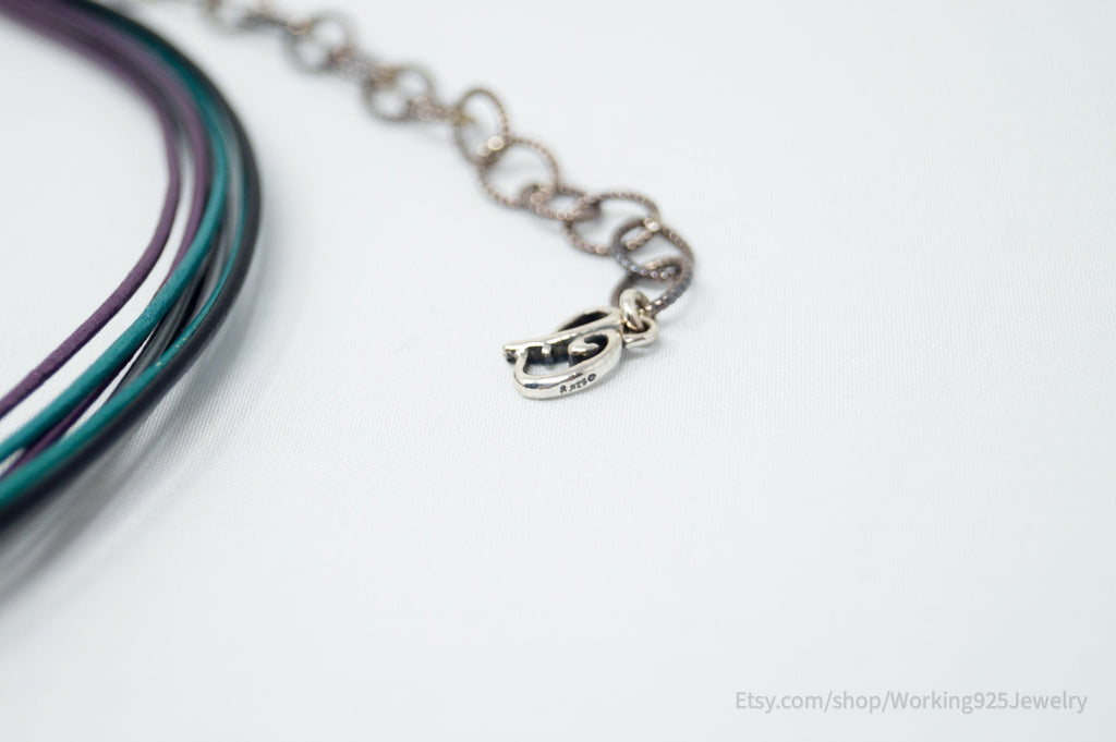 Vintage Designer Carolyn Pollack Relios Leather Sterling Silver Necklace | Jewelry > Necklaces | Wiccan Center