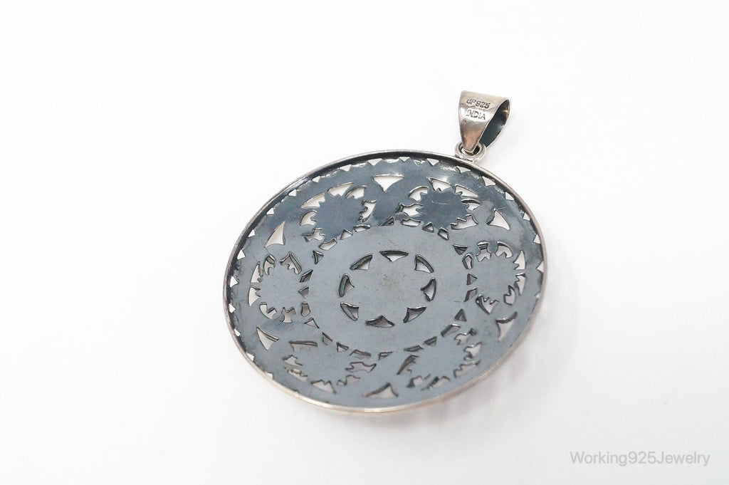 Large India Designer Doug Paulus Ornate Flower Sterling Silver Pendant | Jewelry > Necklaces > Pendants | Wiccan Center