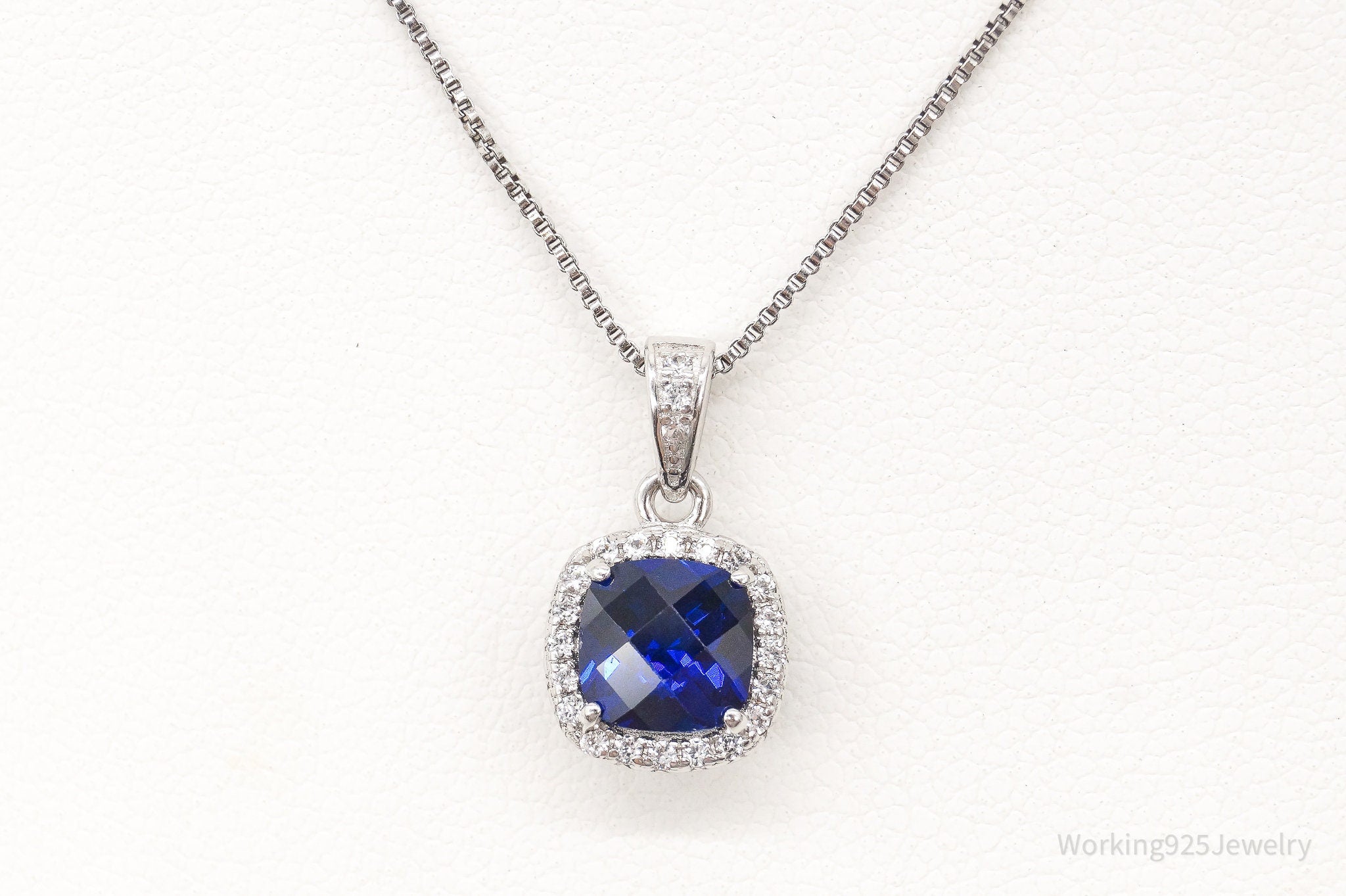 Blue Lab Sapphire Cubic Zirconia Sterling Silver Necklace | Jewelry > Necklaces > Pendants | Wiccan Center