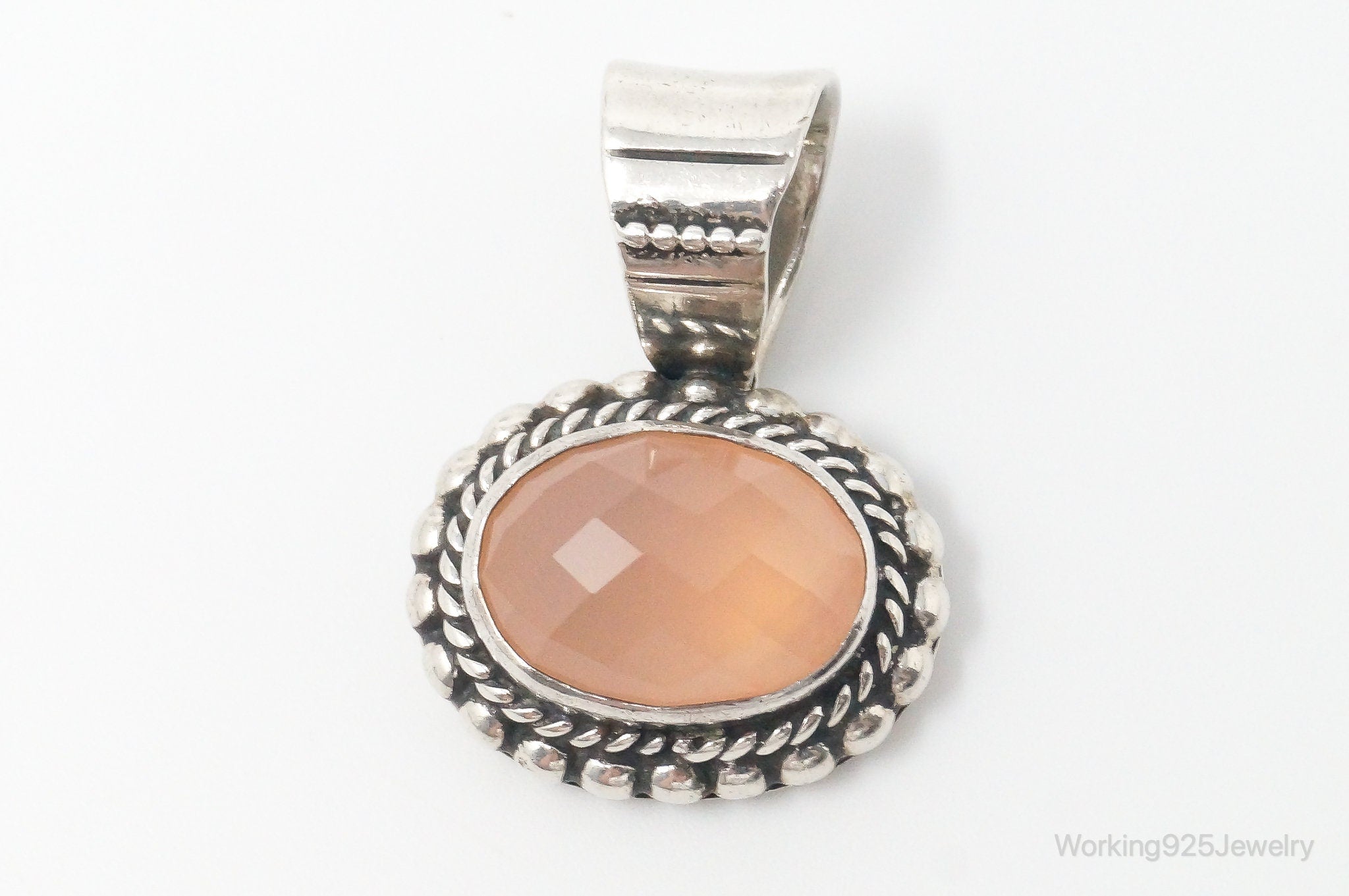 Vintage Native American Peach Chalcedony Sterling Silver Necklace Pendant | Jewelry > Necklaces > Pendants | Wiccan Center