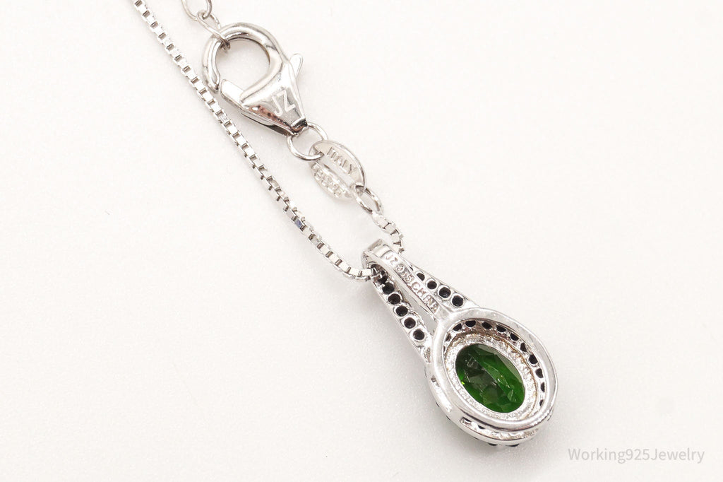 Vintage Designer JZ Emerald Black Spinel Sterling Silver Necklace | Jewelry > Necklaces > Pendants | Wiccan Center