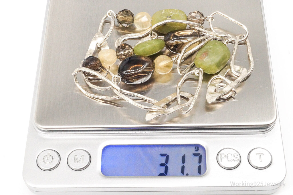 Retired Silpada Jade Smoky Topaz Citrine Chain Link Sterling Silver Necklace | Jewelry > Necklaces > Pendants | Wiccan Center