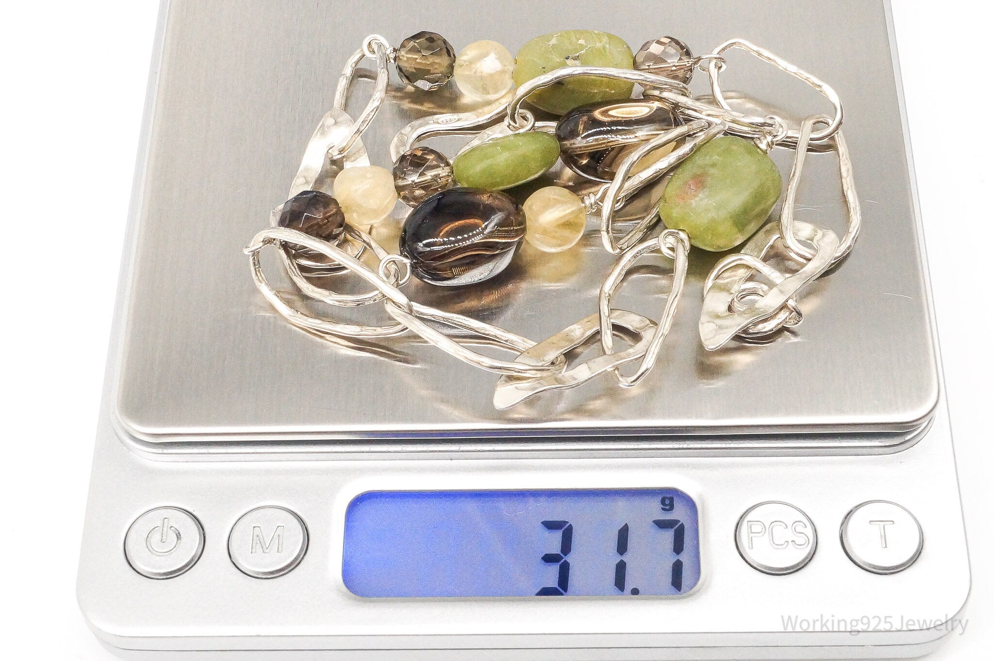 Retired Silpada Jade Smoky Topaz Citrine Chain Link Sterling Silver Necklace | Jewelry > Necklaces > Pendants | Wiccan Center