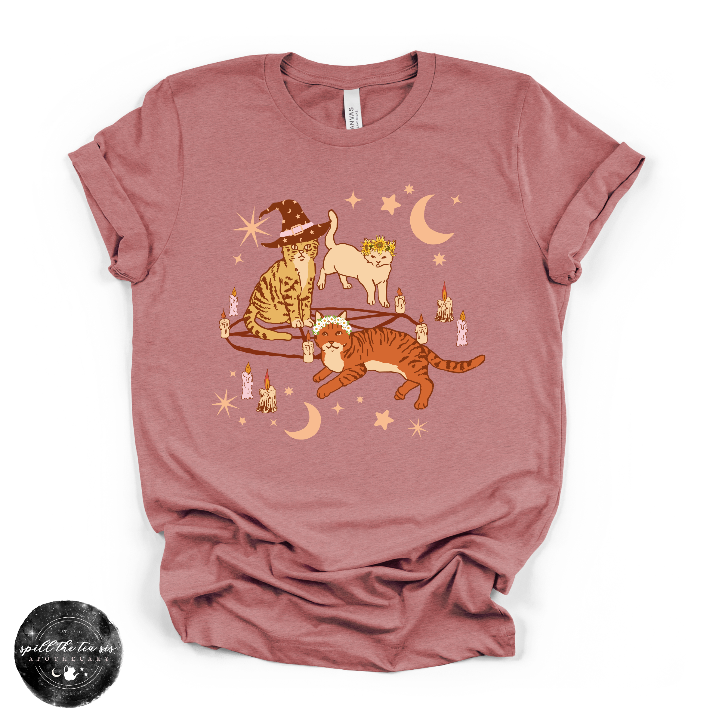 Cat Coven Cat Witch Tee | Witchy Cat Lover Graphic T-Shirt | | Wiccan Center