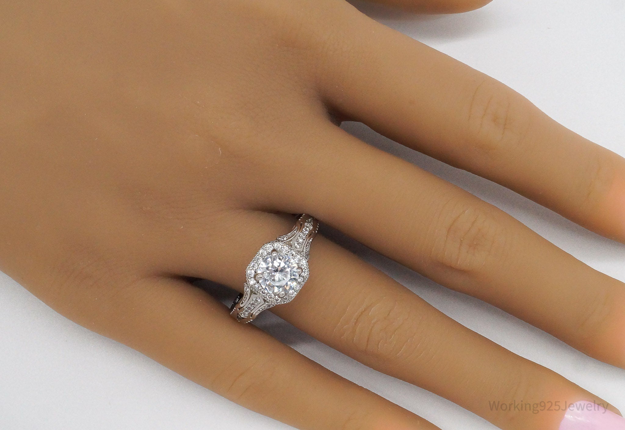 Vintage Cubic Zirconia Sterling Silver Ring - Size 8.75 | Jewelry > Rings | Wiccan Center