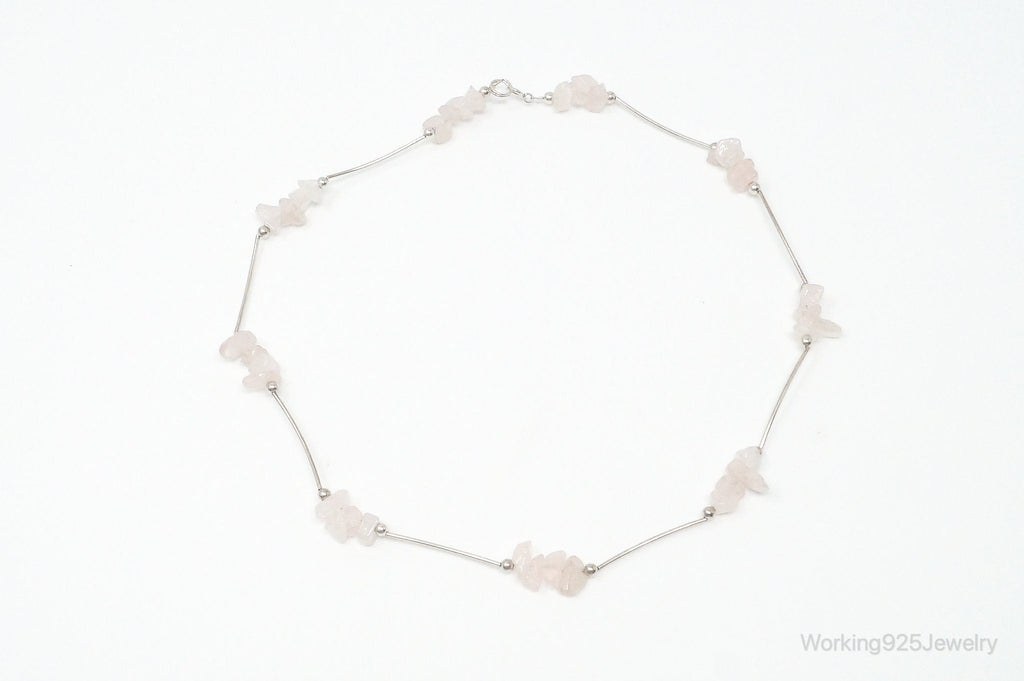 Vintage Rose Quartz Bead Sterling Silver Necklace | Jewelry > Necklaces > Pendants | Wiccan Center