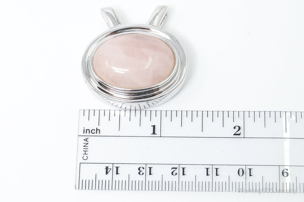 Large Vintage Designer Rose Quartz Sterling Silver Necklace Pendant | Jewelry > Necklaces > Pendants | Wiccan Center