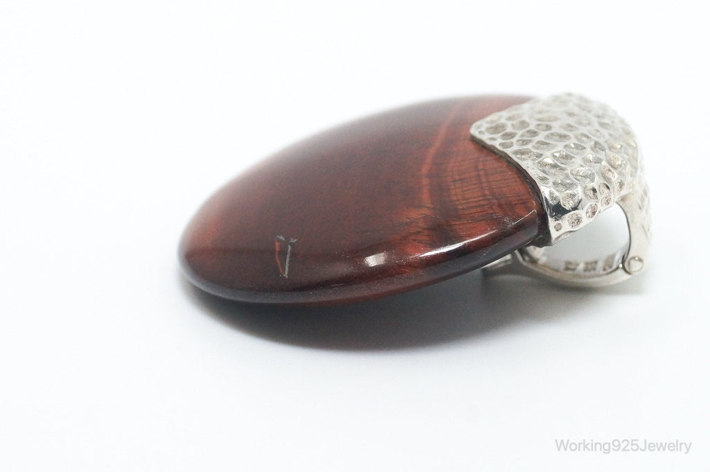Large Vintage Designer Whitney Kelly Red Tigers Eye Sterling Silver Pendant | Jewelry > Necklaces > Pendants | Wiccan Center
