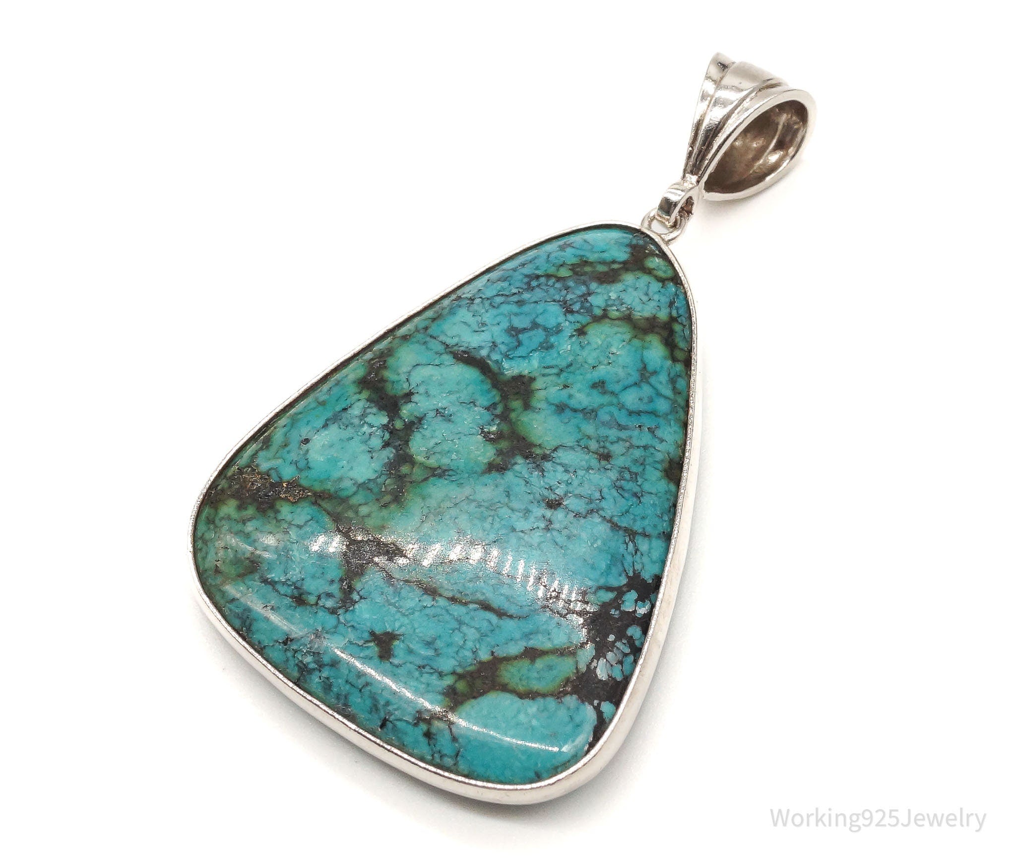 Vintage Large Turquoise Sterling Silver Necklace Pendant | Jewelry > Necklaces > Pendants | Wiccan Center