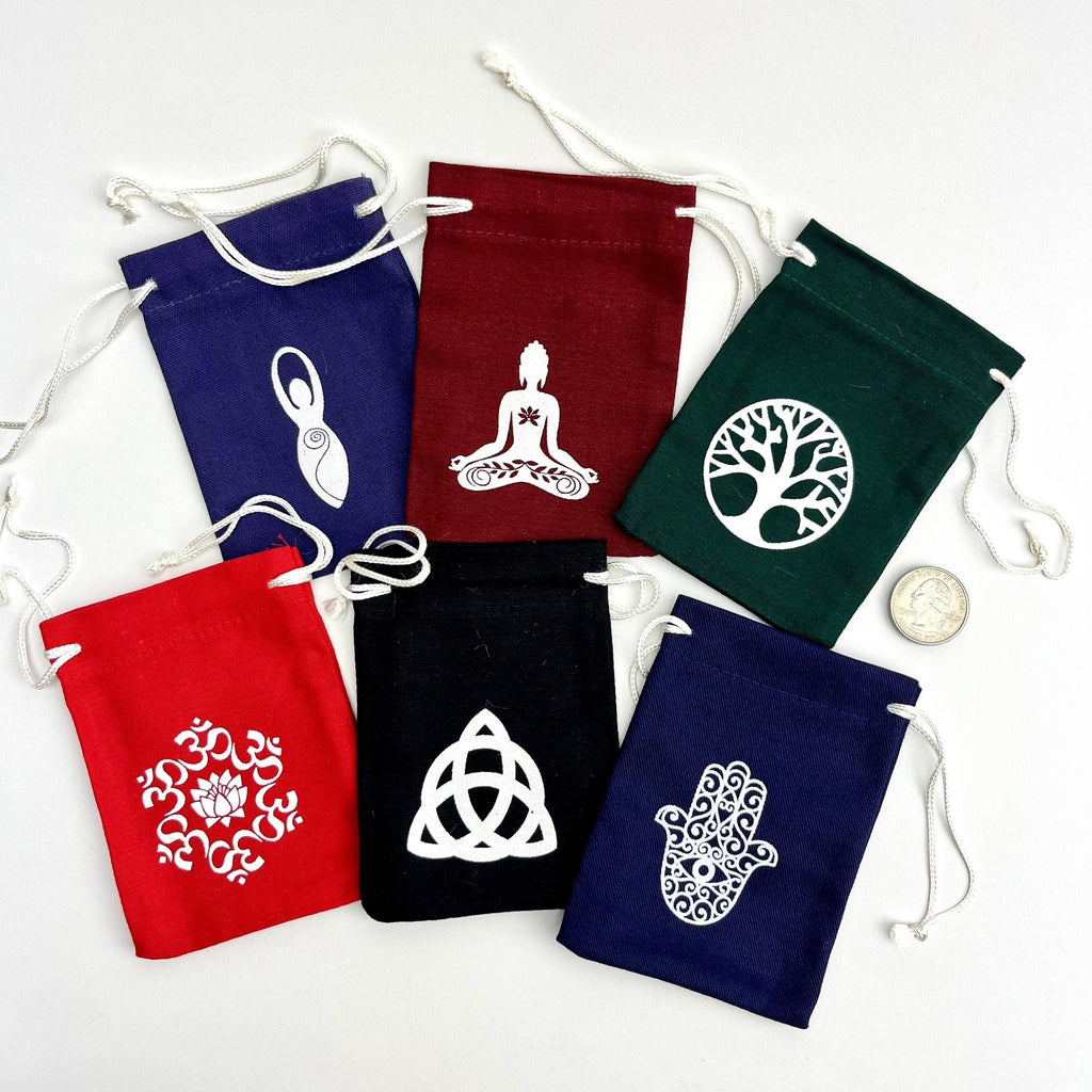 Small Stone Drawstring Bag with Design