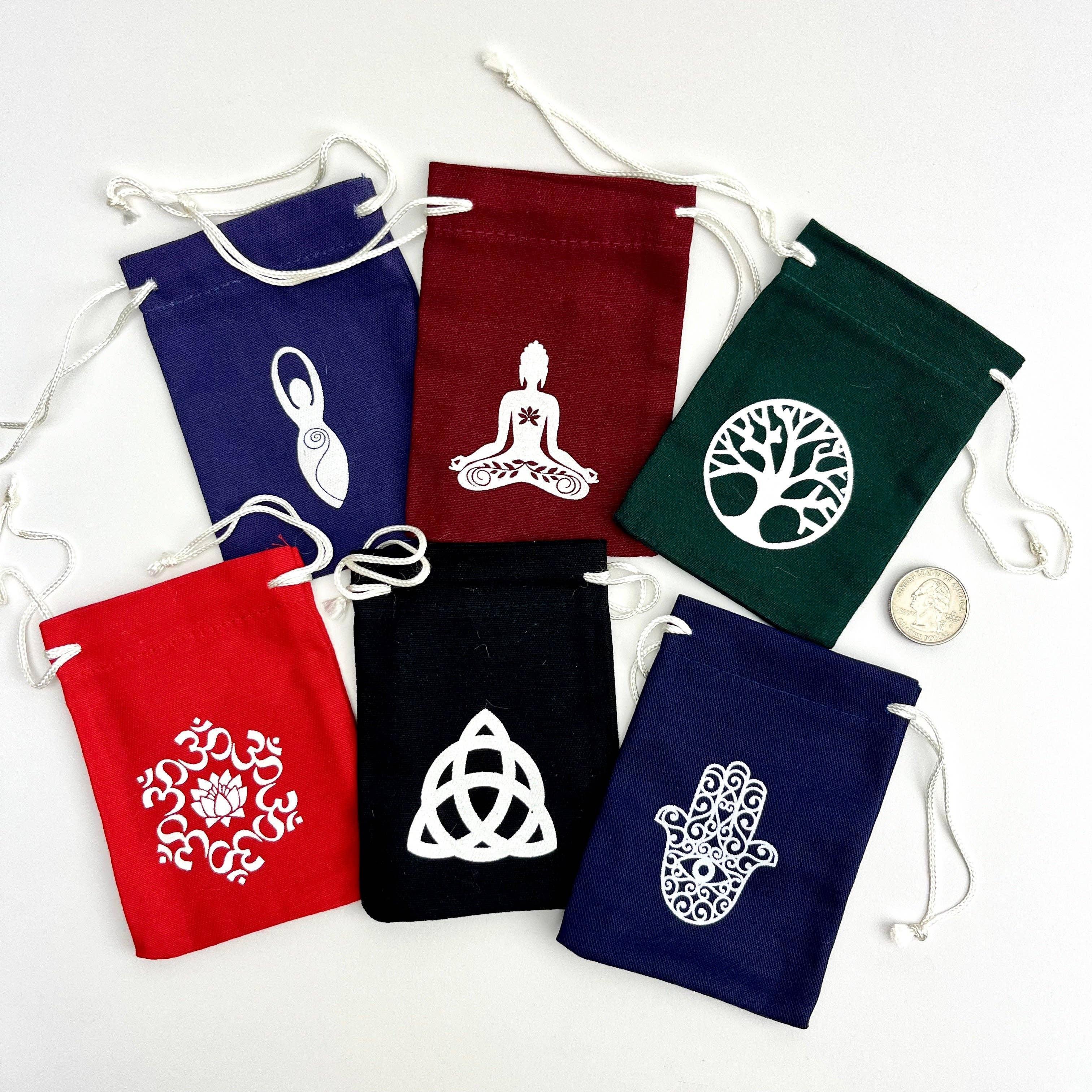 Small Stone Drawstring Bag with Design
