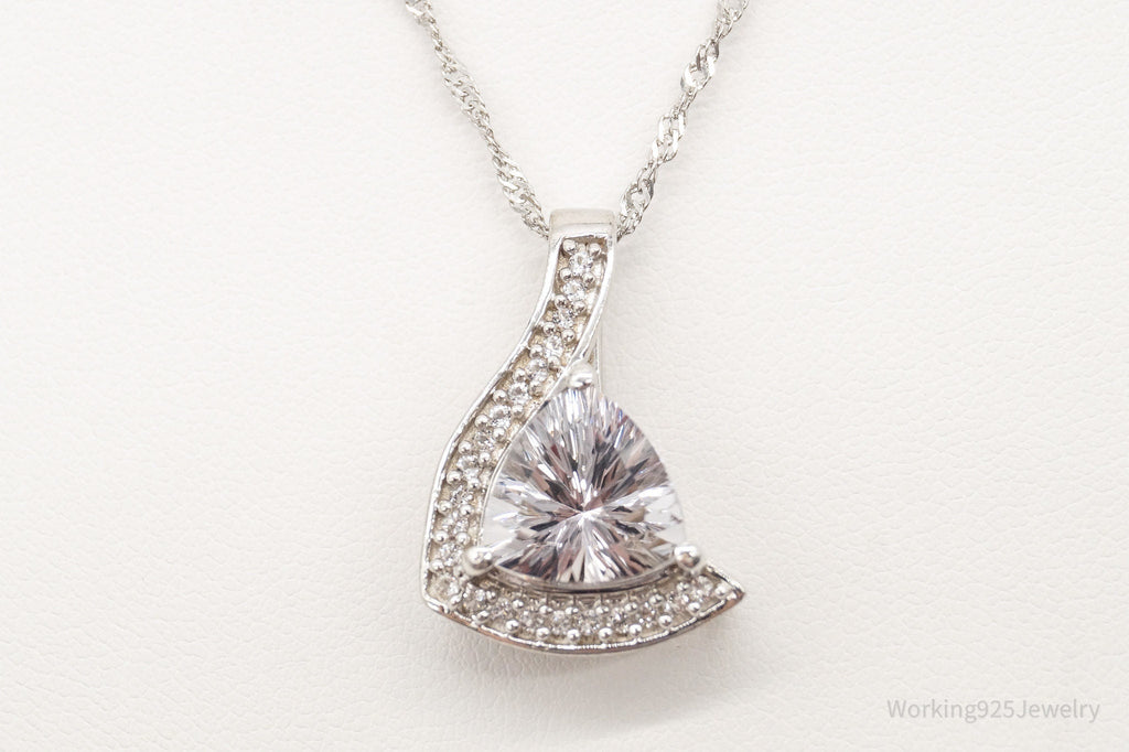 Vintage Designer TGGC Art Deco Cubic Zirconia Sterling Silver Necklace | Jewelry > Necklaces > Pendants | Wiccan Center