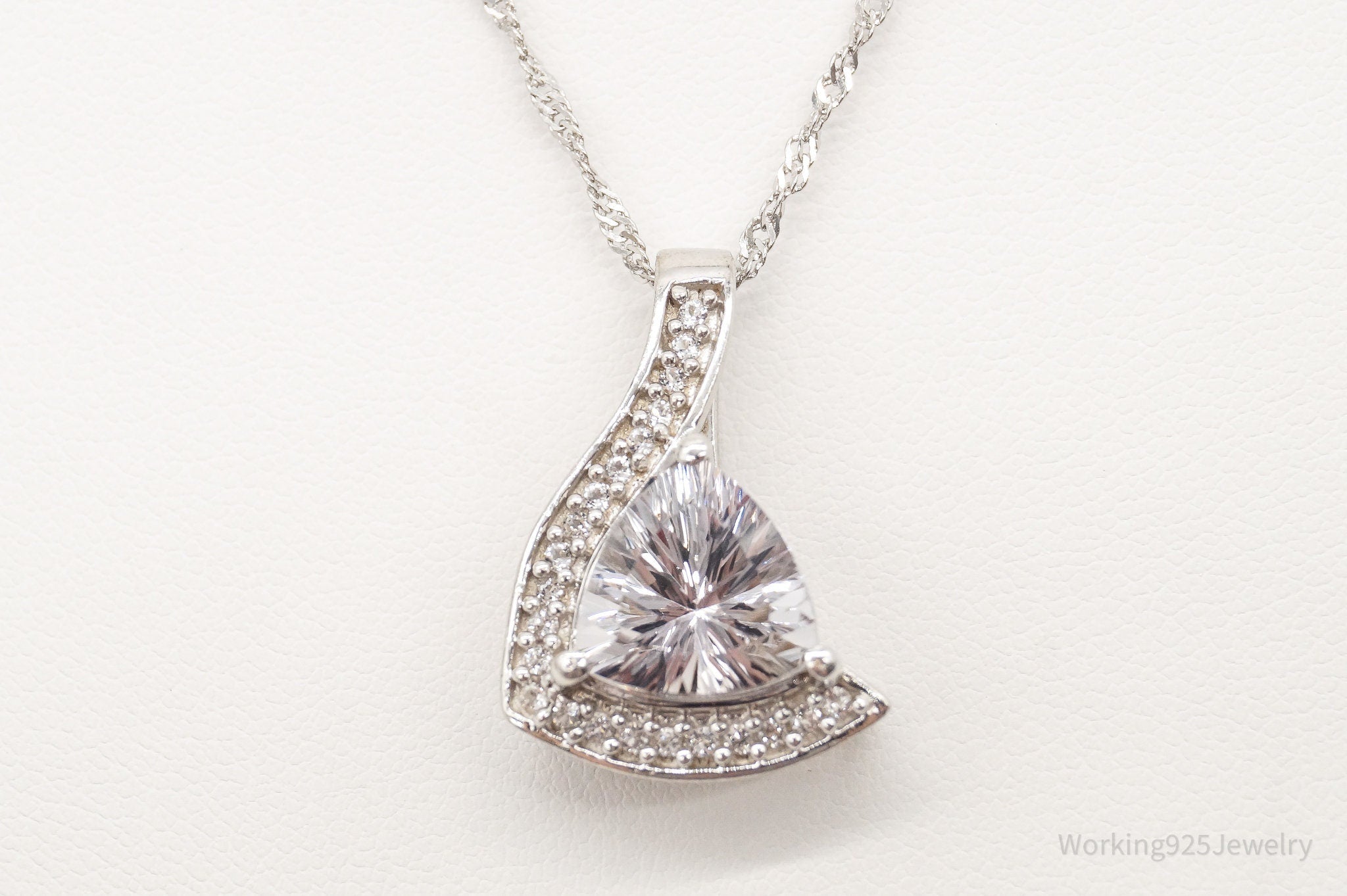 Vintage Designer TGGC Art Deco Cubic Zirconia Sterling Silver Necklace | Jewelry > Necklaces > Pendants | Wiccan Center