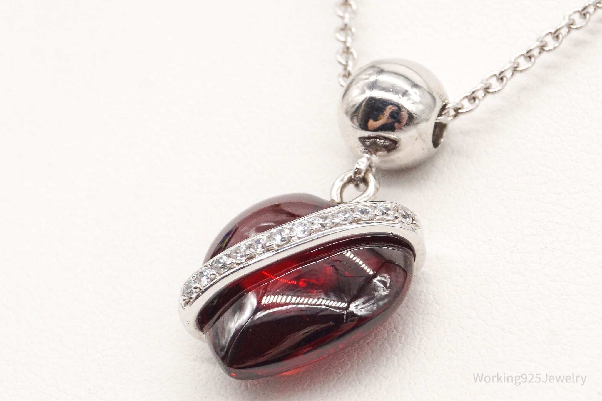 Vintage Designer RP Cubic Zirconia Glass Heart Sterling Silver Necklace | Jewelry > Necklaces > Pendants | Wiccan Center