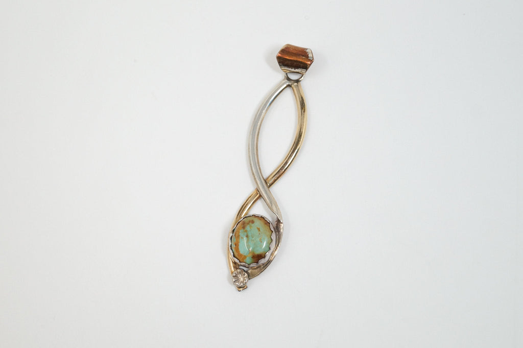 Vintage Native American 12K GF Green Turquoise Sterling Silver Pendant | Jewelry > Necklaces > Pendants | Wiccan Center