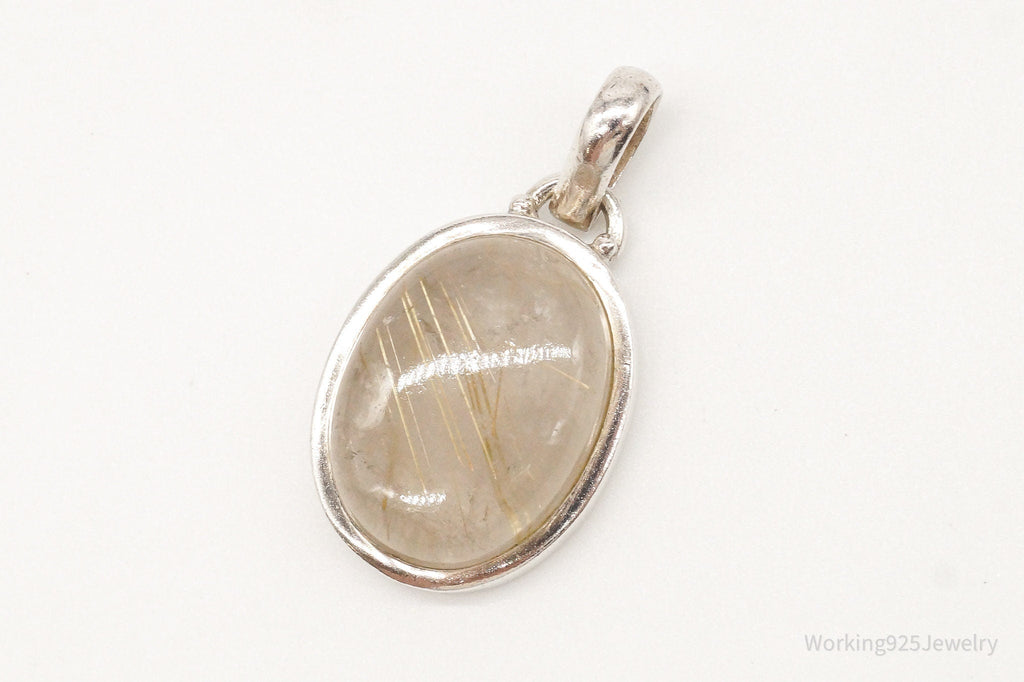 Vintage Designer SJ Rutilated Quartz Sterling Silver Pendant | Jewelry > Necklaces > Pendants | Wiccan Center