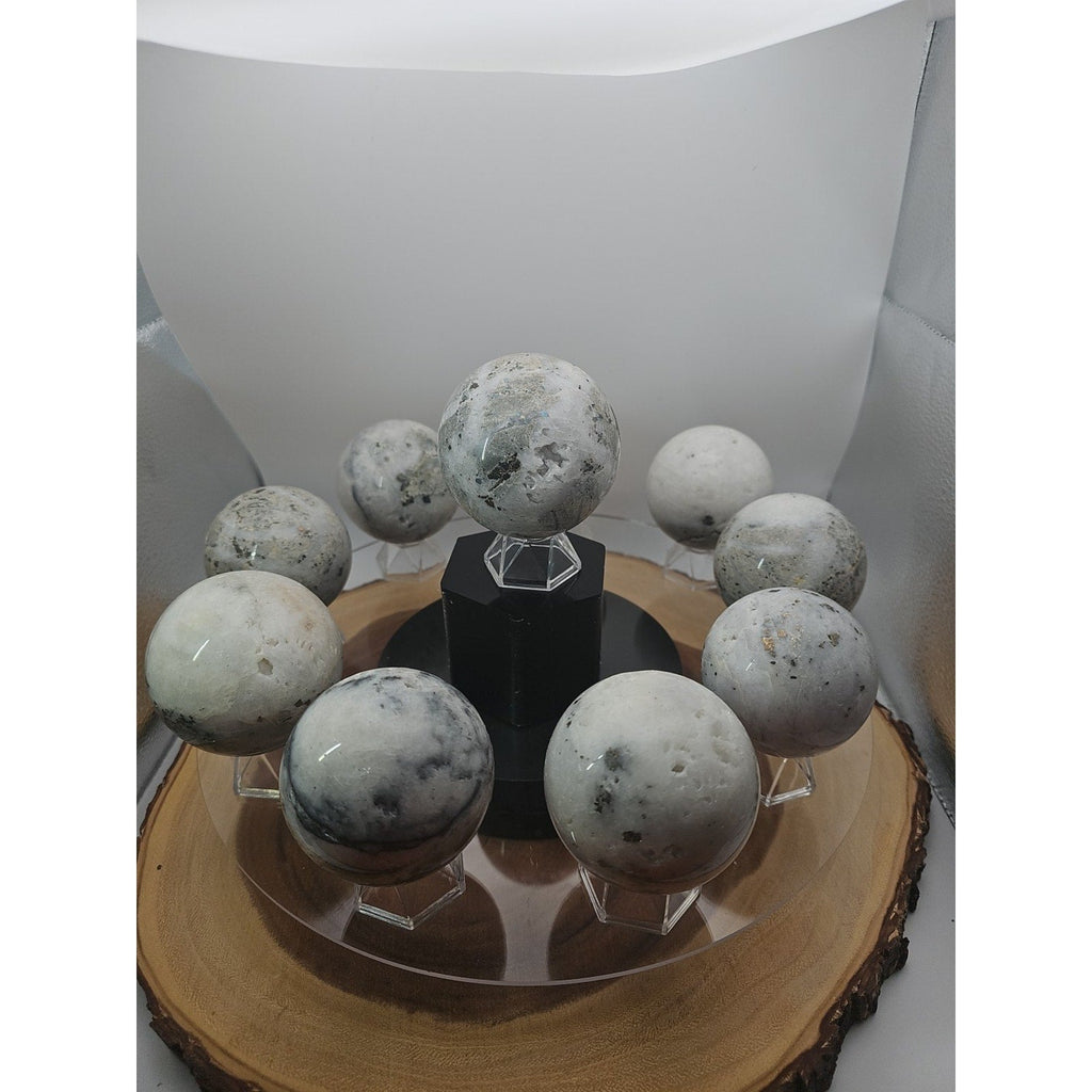 1 Each Natural Golden Pyrite & Jasper Crystal Sphere Ball Polished 55mm + | Crystal Spheres & Eggs | Wiccan Center