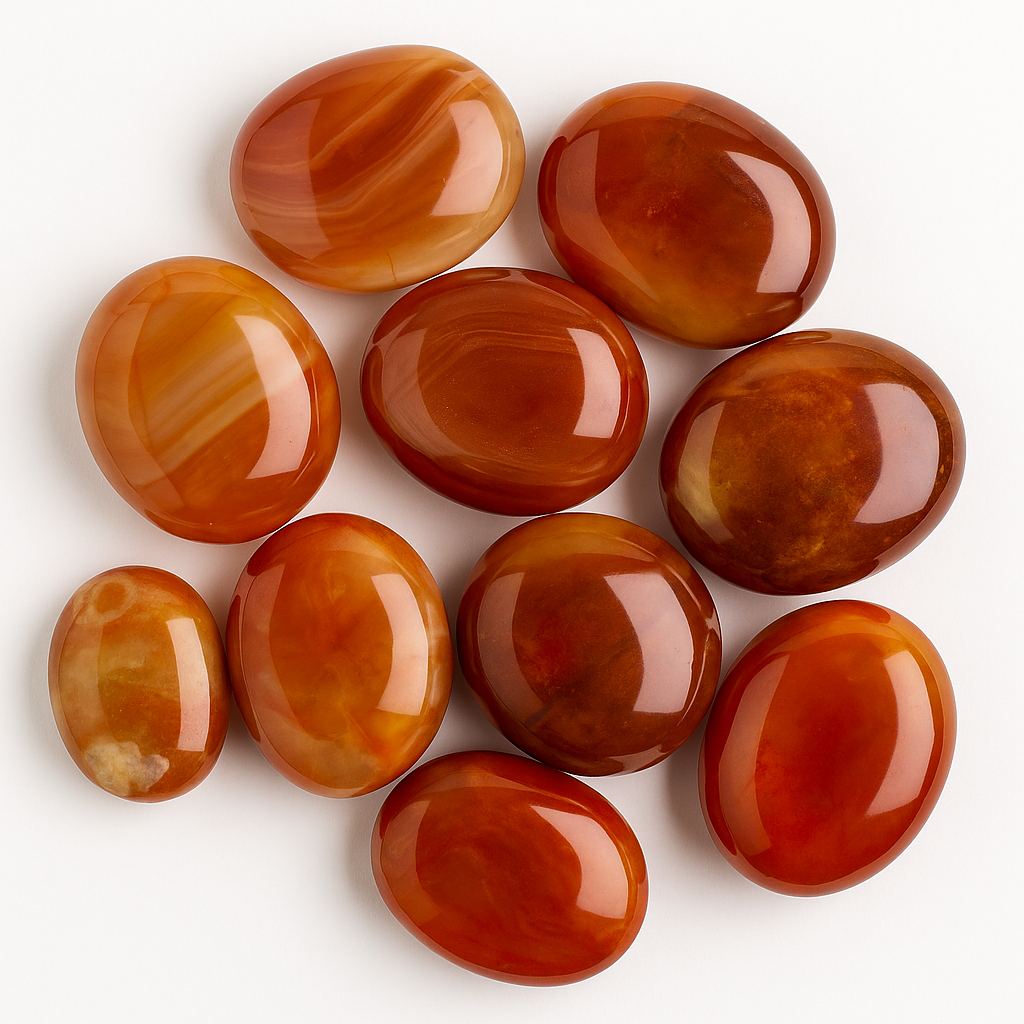 5 LB Carnelian Agate Palm Stone / Worry Stone Lot – Polished Assortment (No Selection)