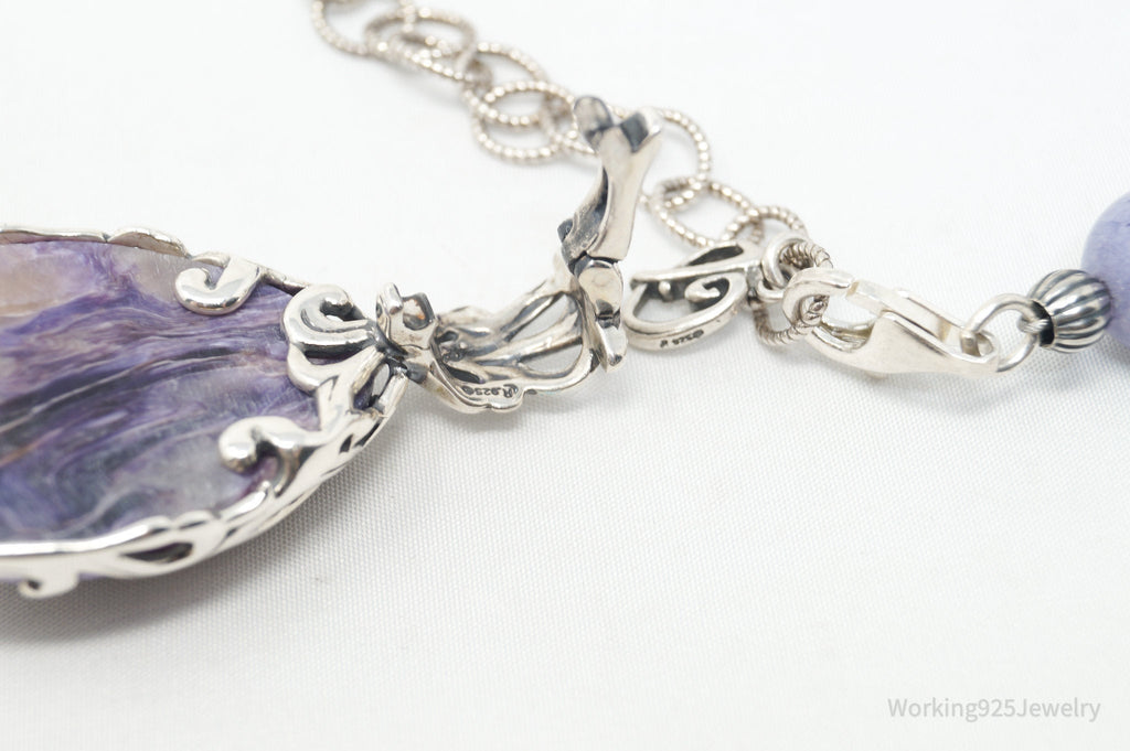 Vintage Carolyn Pollack Relios Charoite Bead Western Sterling Silver Necklace | Jewelry > Necklaces > Pendants | Wiccan Center
