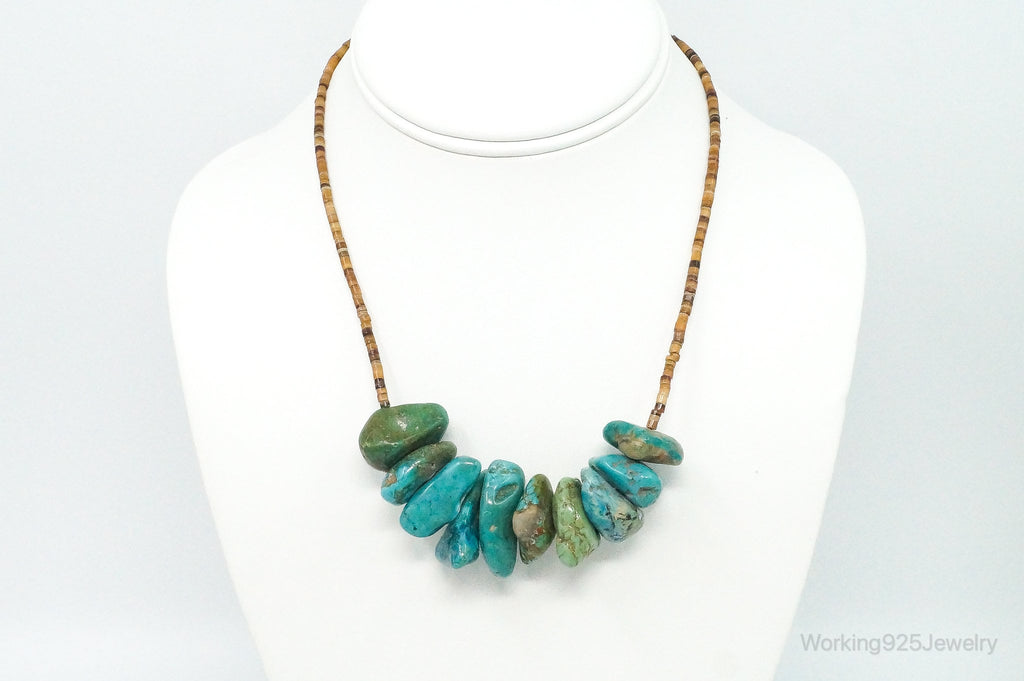 VTG Native American Turquoise Porcupine Quill Sterling Silver Thread Necklace | Jewelry > Necklaces > Pendants | Wiccan Center