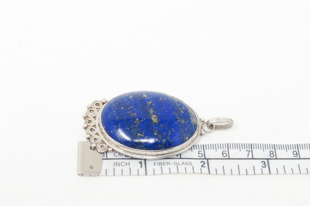 Vintage Large Handmade Lapis Lazuli Sterling Silver Necklace Pendant | Jewelry > Necklaces > Pendants | Wiccan Center