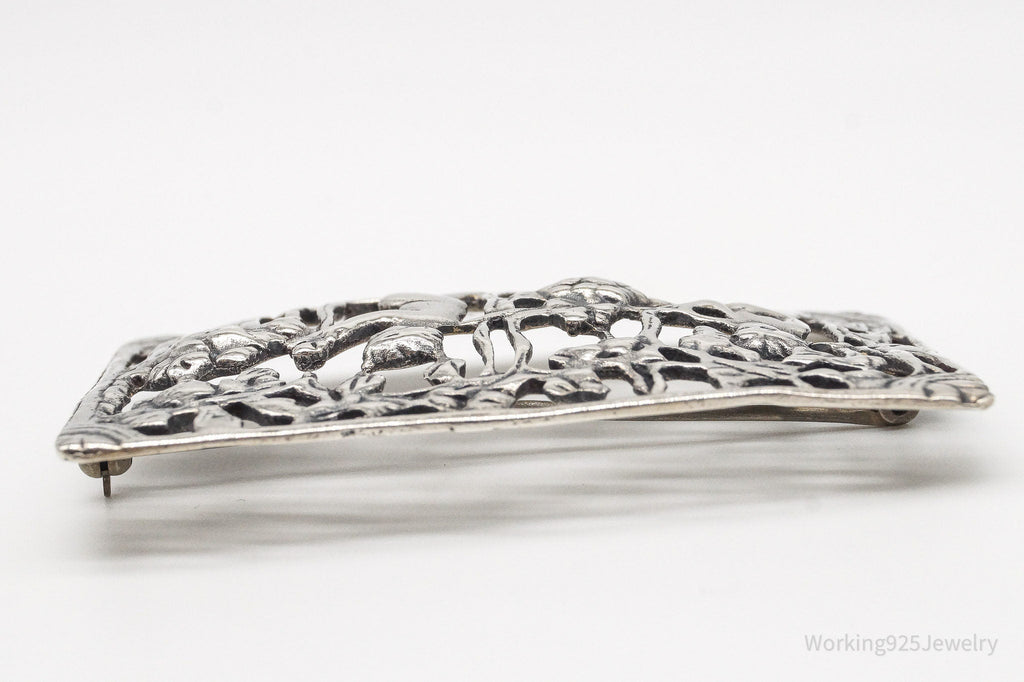 Large Rare Antique Wine Harvest / Making Wine Sterling Silver Brooch Pin | Jewelry > Brooches, Pins & Clips | Wiccan Center