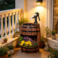 Wood and Iron Barrel Pump Fountain Planter 23 Inch | Outdoor Fountain | Wiccan Center