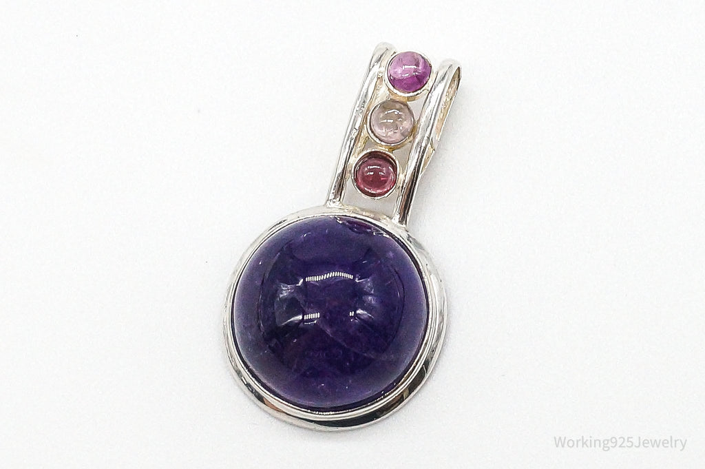 Vintage Large Purple Amethyst Multi Gem Sterling Silver Pendant | Jewelry > Necklaces > Pendants | Wiccan Center