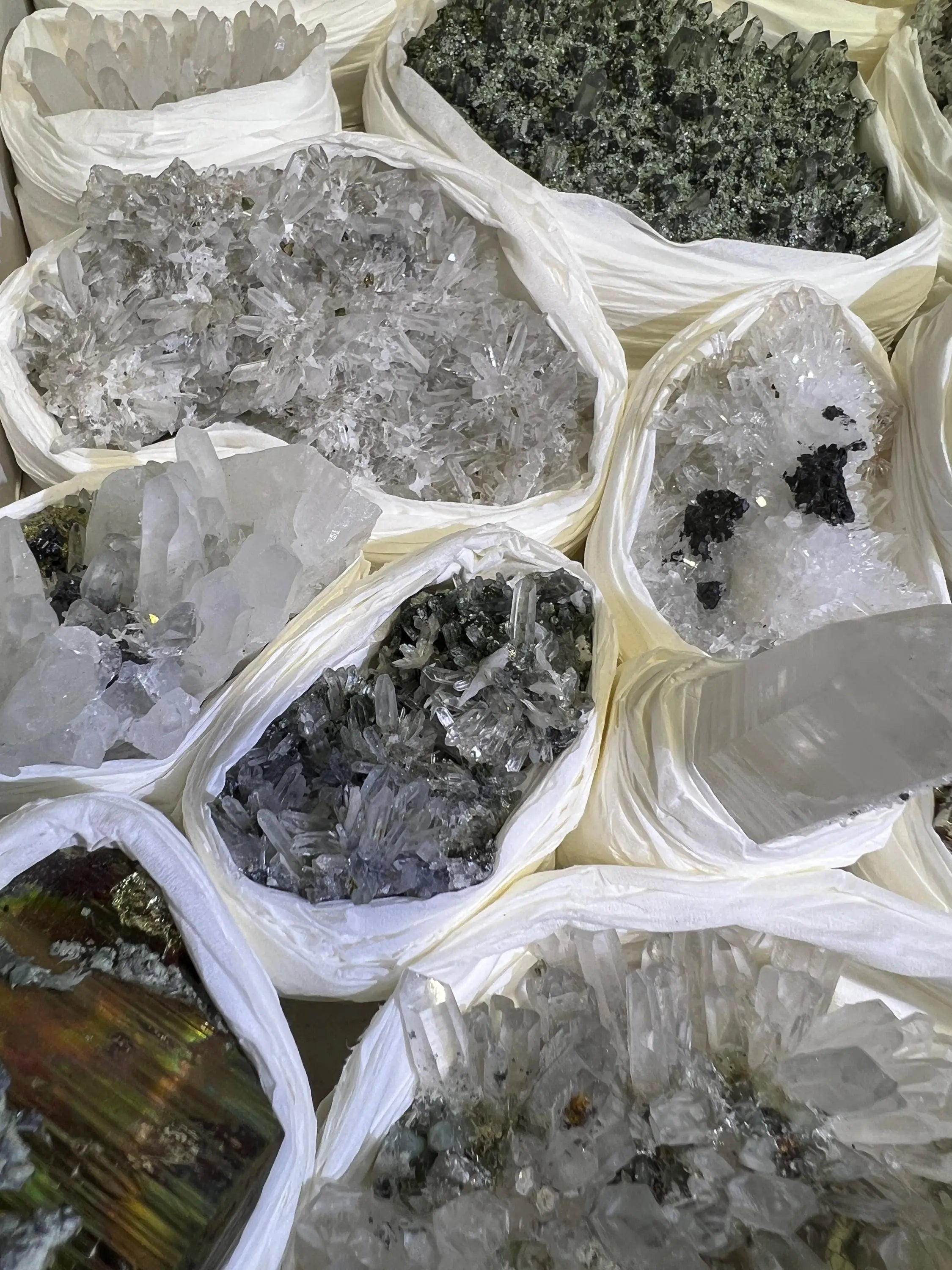 Bolivian Minerals Crystal Mixed Collection (Large 15x10 Inch Flat) Pyrite Sphalerite Galena Quartz Pink Mangano Calcite | Home & Living > Home Decor > Home Accents > Rocks & Geodes | Wiccan Center