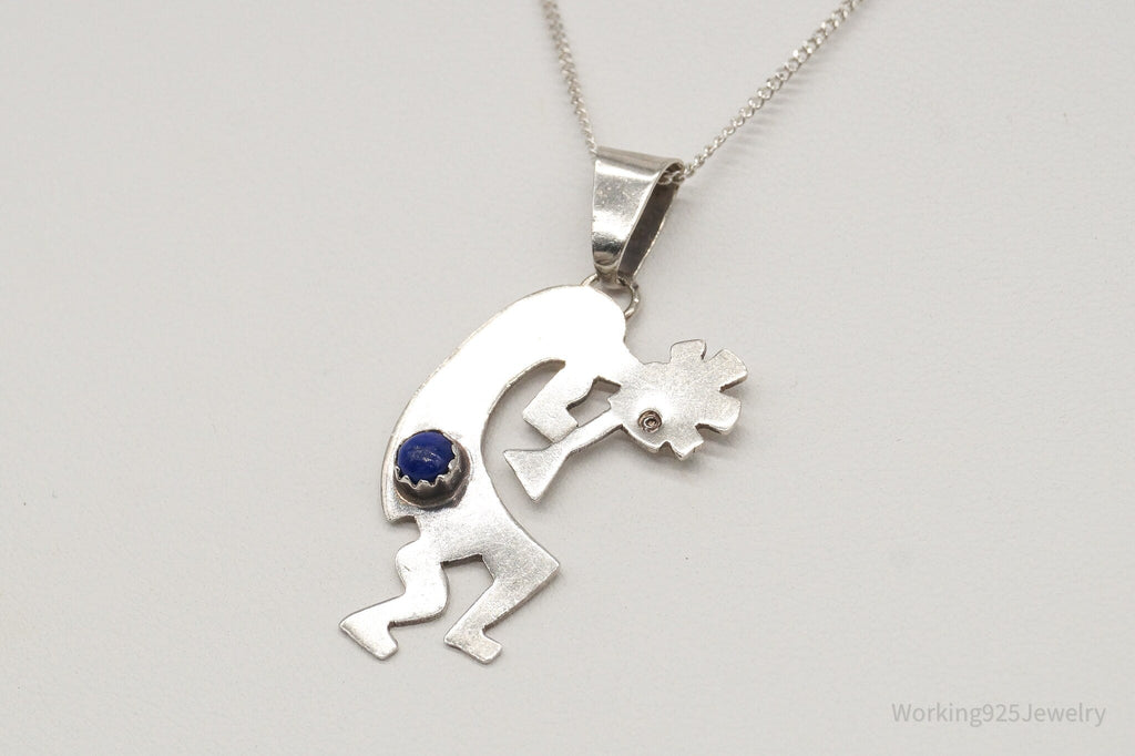 Vintage Native America Lapis Lazuli Dancing Kokopelli Sterling Silver Necklace | Jewelry > Necklaces > Pendants | Wiccan Center