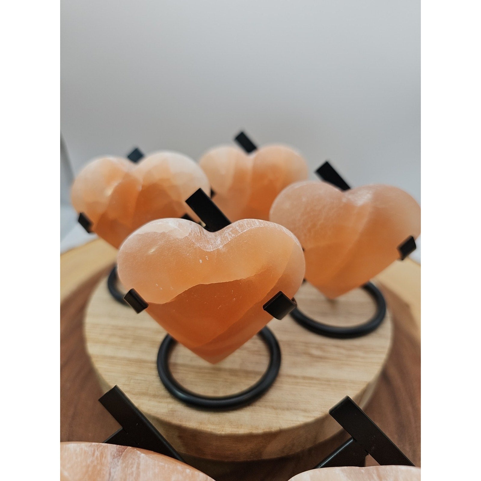 Peach Selenite Palm Stone W/stand 1each | Palm Stones & Tumbled Crystals | Wiccan Center