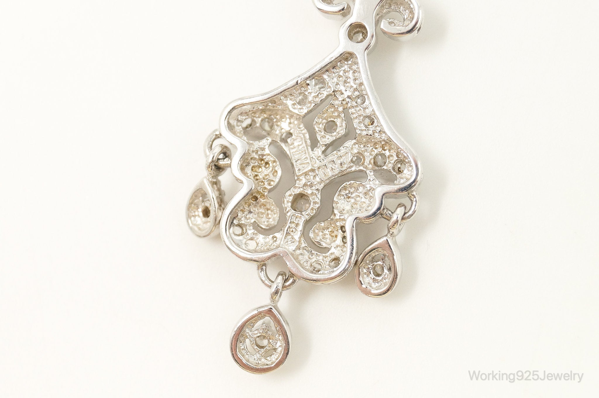 Vintage Cubic Zirconia Art Deco Sterling Silver Necklace | Jewelry > Necklaces > Pendants | Wiccan Center